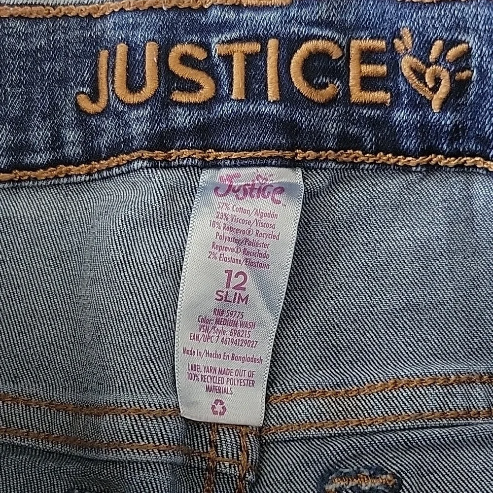 Justice Jeans Bundle 3 Pairs Size 12 Slim Mini Mom Dark, Flippy Sequins, Purple